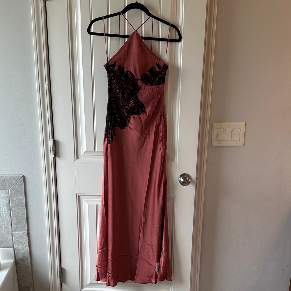 ASOS Pink Backless Dress with Black Lace